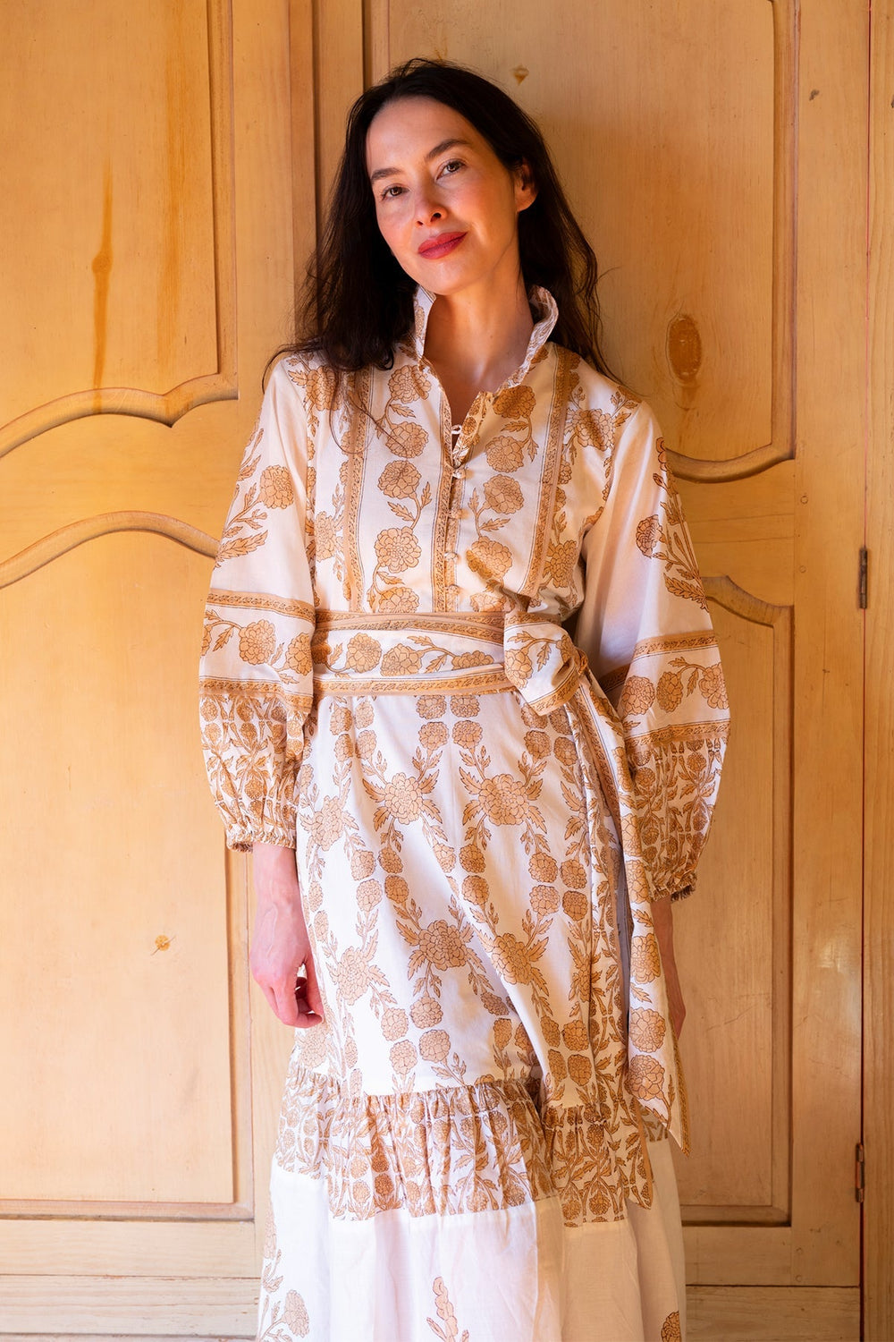 Flounce Chino Dress in Marigold