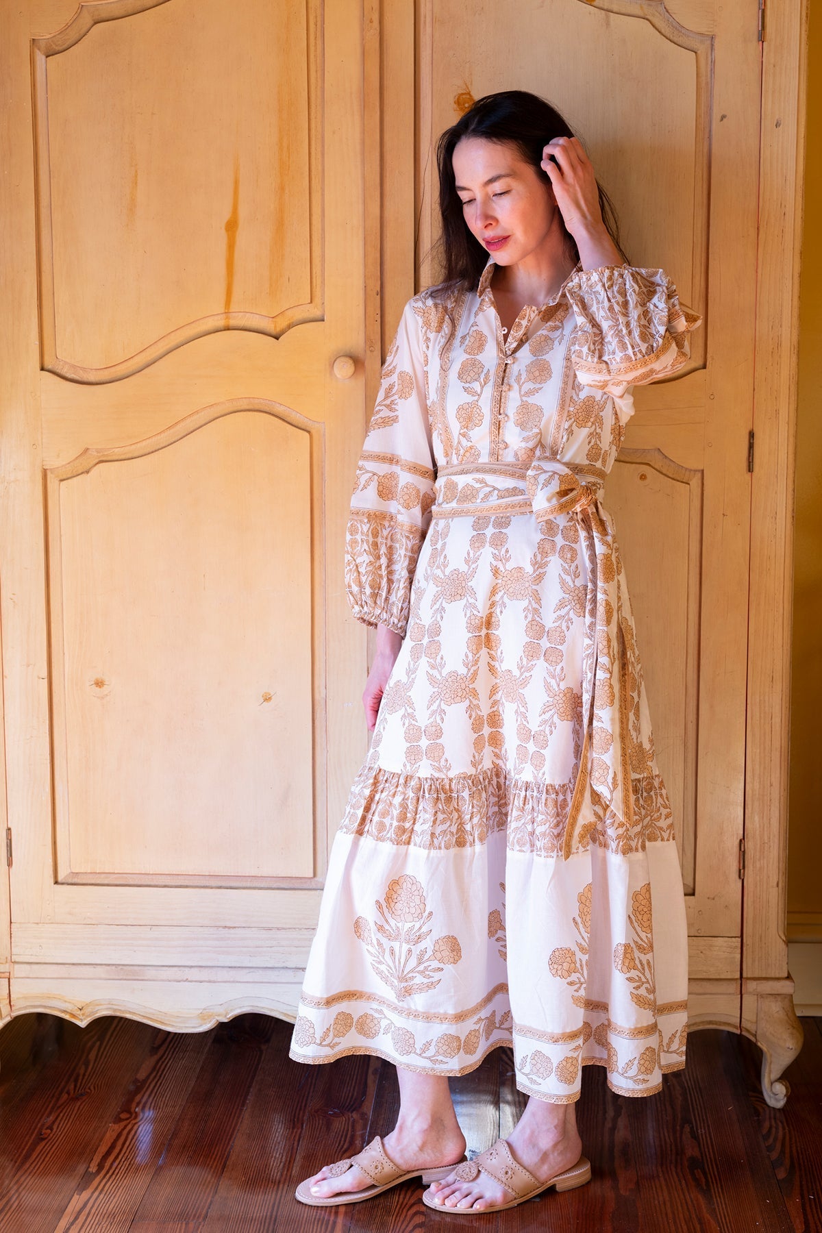 Flounce Chino Dress in Marigold