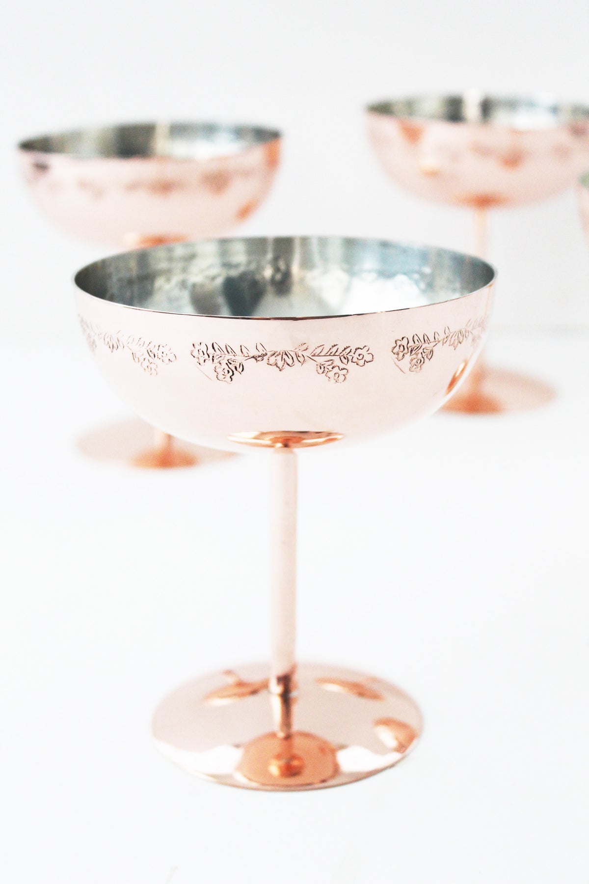 Vintage Inspired Copper Coupe Glasses, Set of 2
