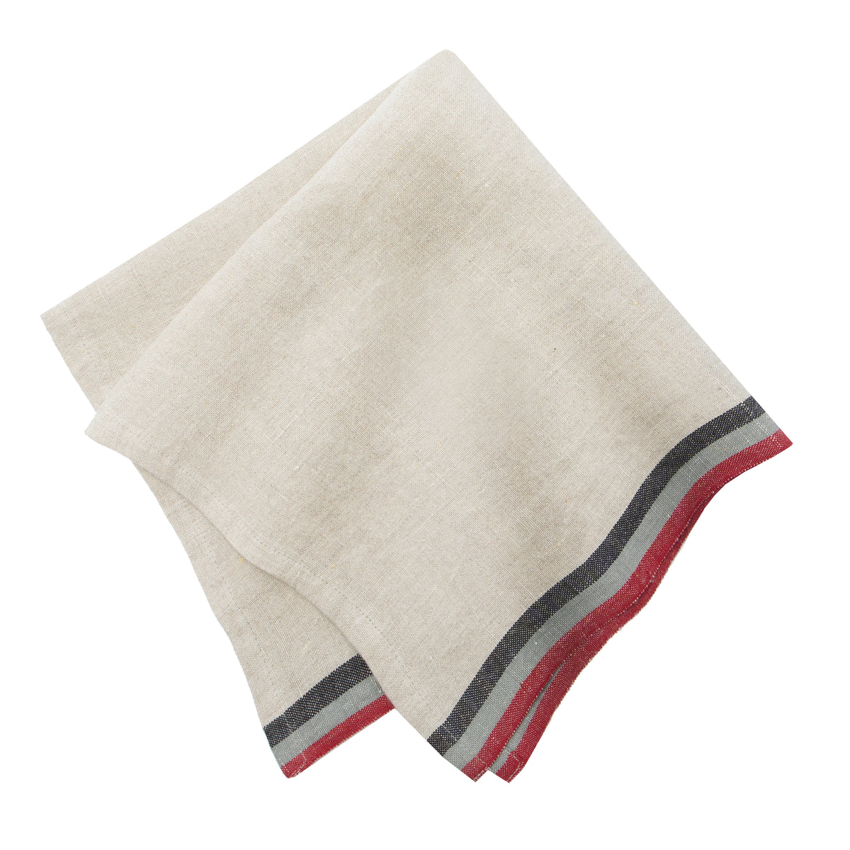 Normandy Natural Napkins in Red, Grey, & Black Stripes, Set of 4