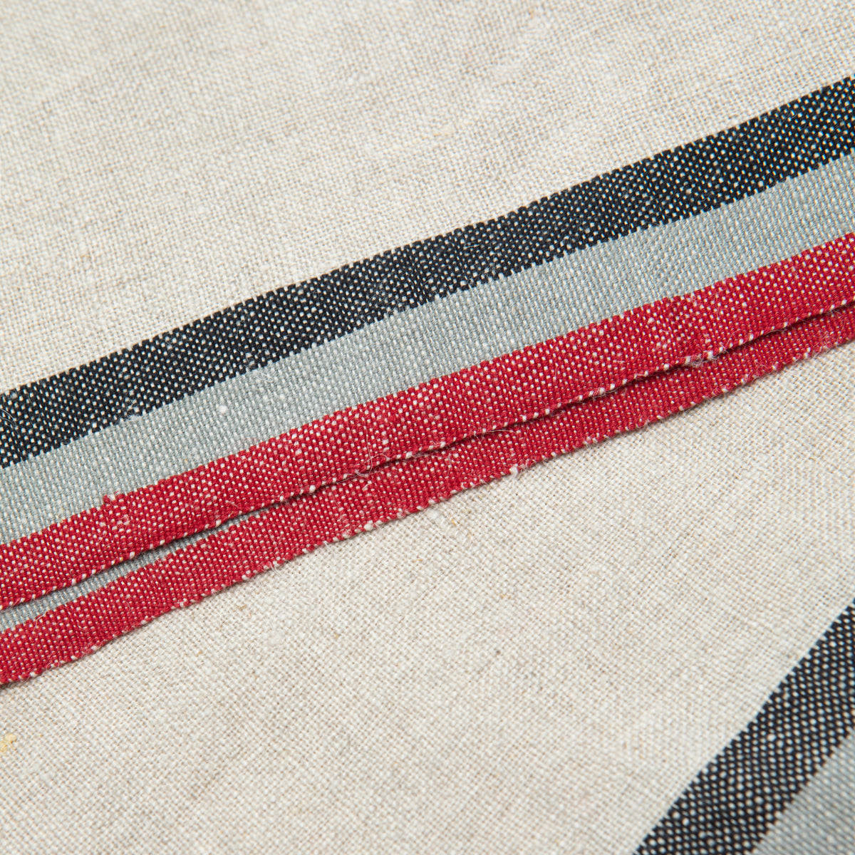 Normandy Natural Napkins in Red, Grey, & Black Stripes, Set of 4