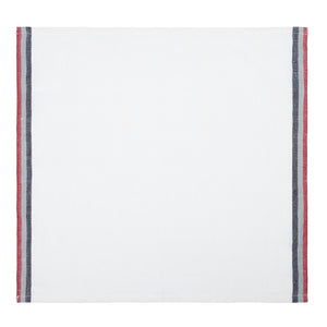 Normandy White Napkins in Red, Grey, & Black Stripes, Set of 4
