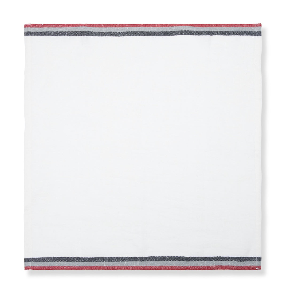 Normandy White Napkins in Red, Grey, & Black Stripes, Set of 4