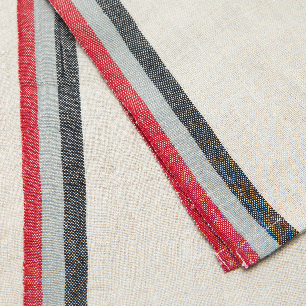 Normandy Natural Tea Towels in Red, Grey, & Black Stripes, Set of 2