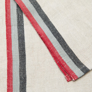Normandy Natural Tea Towels in Red, Grey, & Black Stripes, Set of 2
