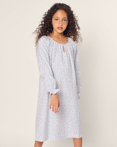 Girl’s Twill Delphine Nightgown in Bluehearts