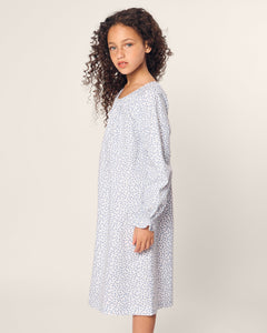 Girl’s Twill Delphine Nightgown in Bluehearts