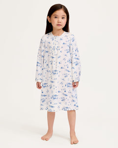 Girl’s Twill Beatrice Nightgown in Chalet Toile