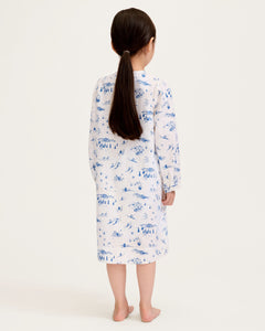 Girl’s Twill Beatrice Nightgown in Chalet Toile