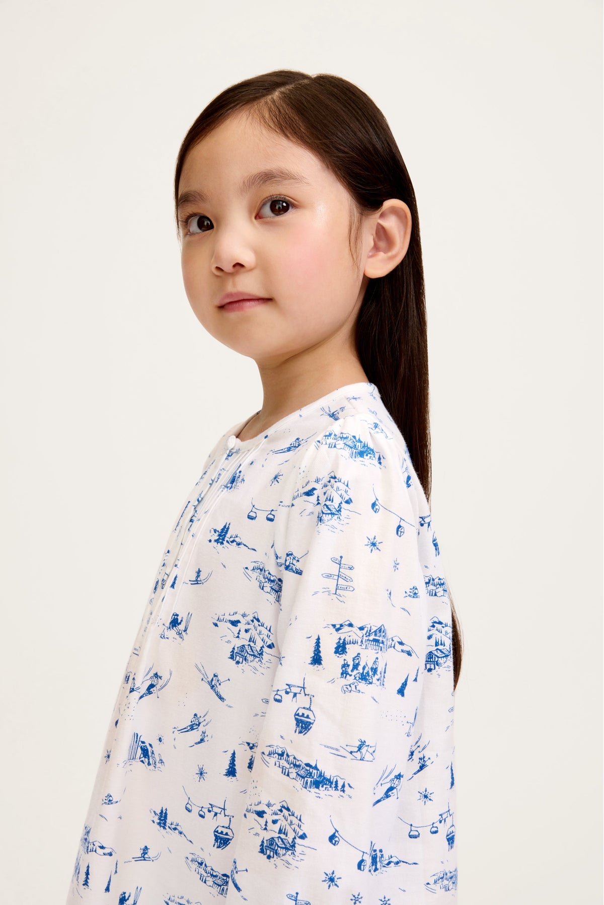 Girl’s Twill Beatrice Nightgown in Chalet Toile