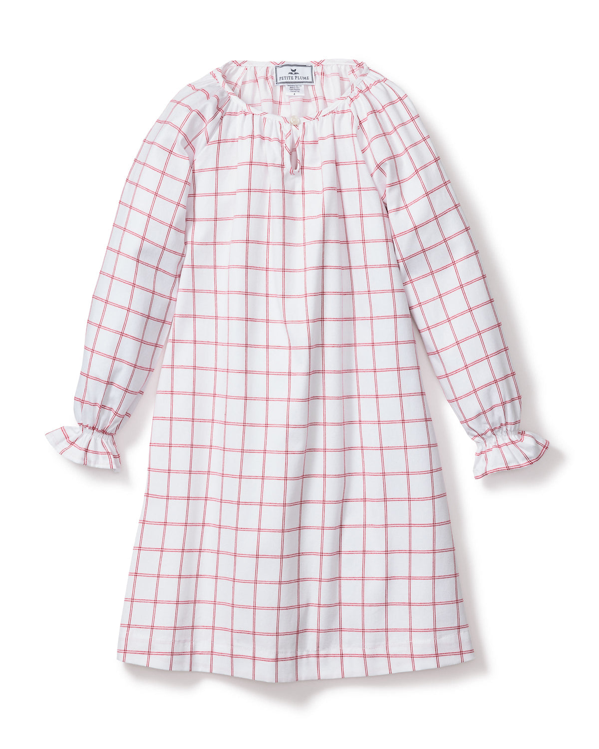 Girl's Twill Delphine Nightgown in Garnet Tattersall