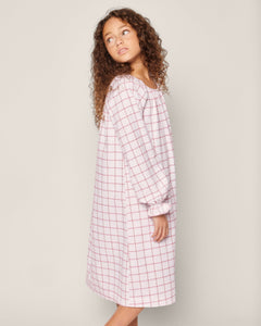 Girl's Twill Delphine Nightgown in Garnet Tattersall