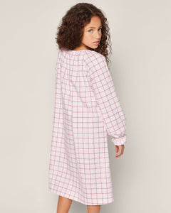 Girl's Twill Delphine Nightgown in Garnet Tattersall