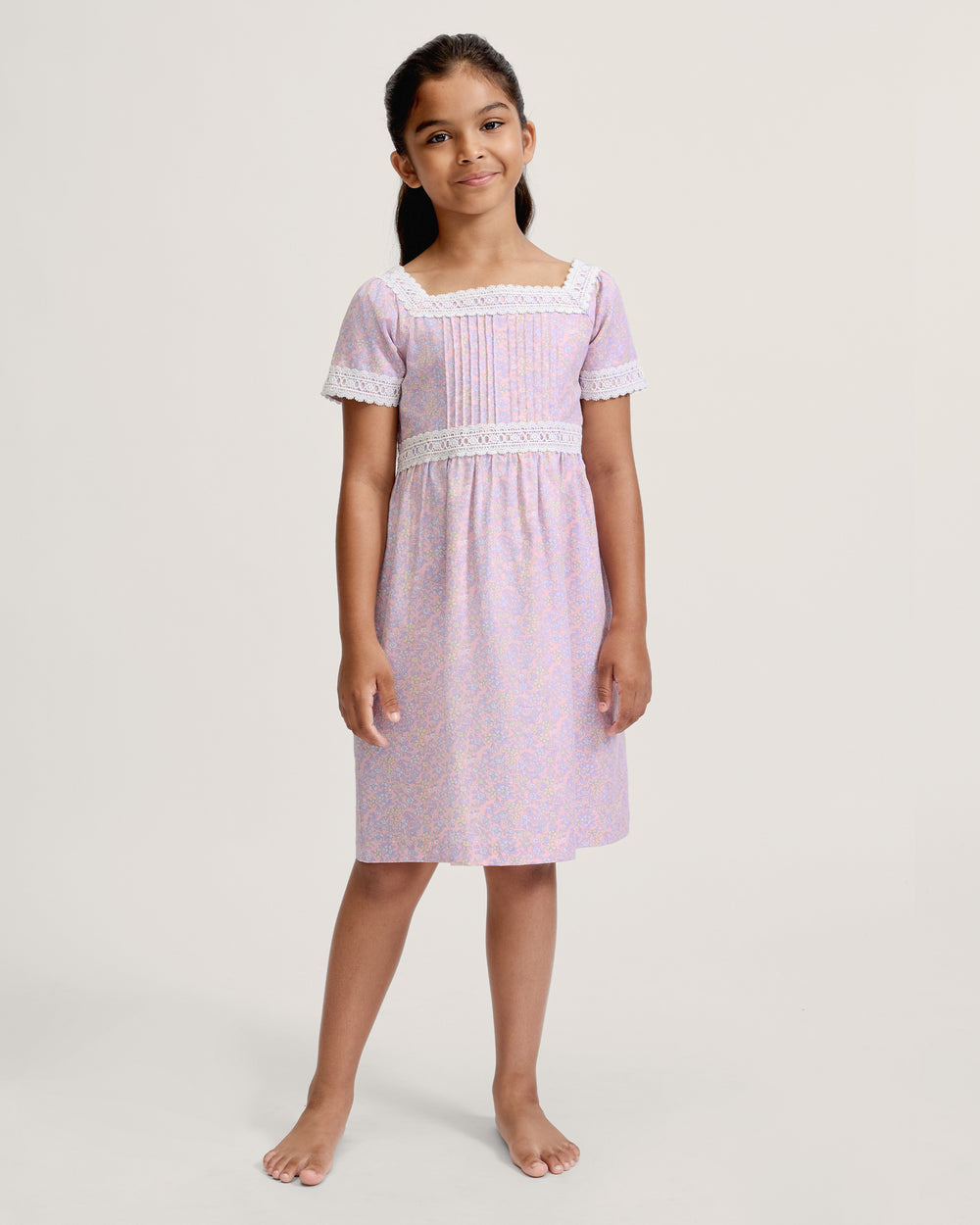 Girl's Twill Juliette Nightgown in Fleur Blush