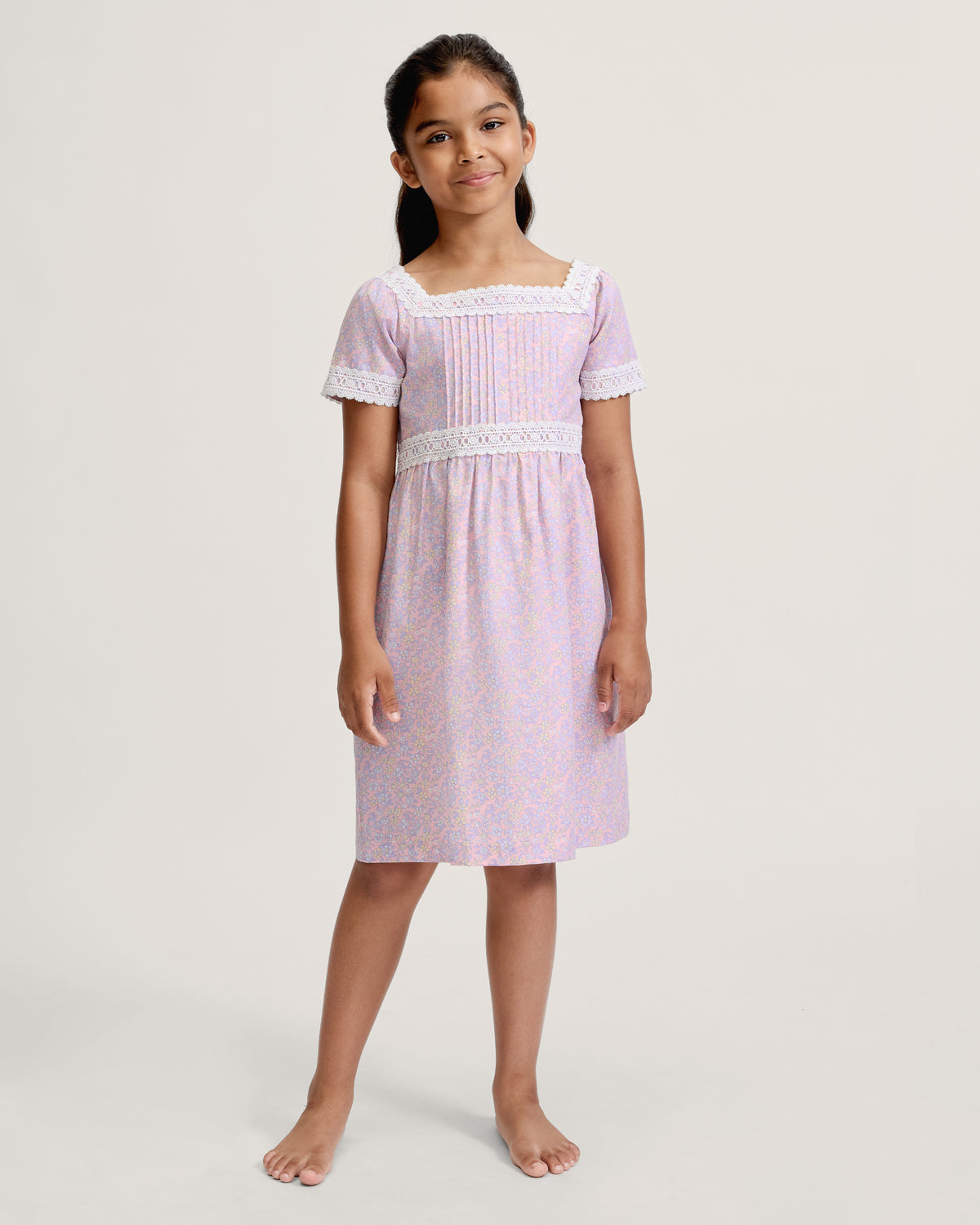 Girl's Twill Juliette Nightgown in Fleur Blush