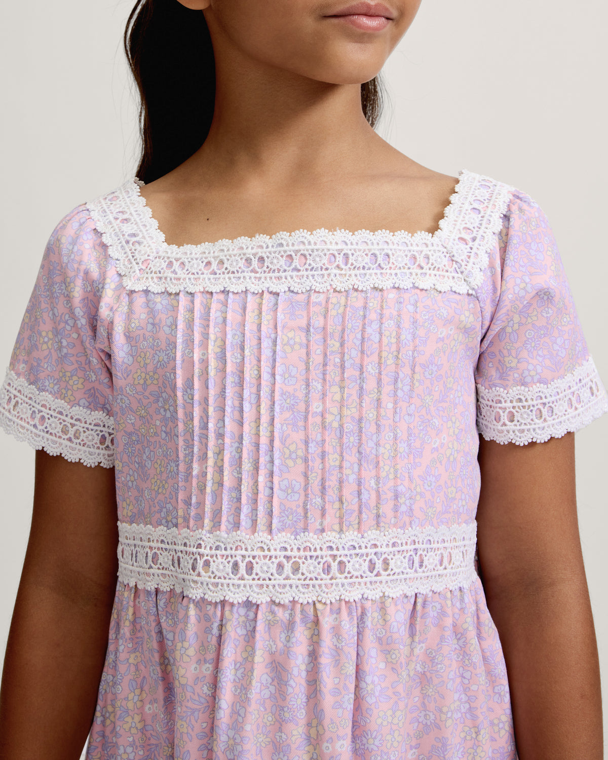 Girl's Twill Juliette Nightgown in Fleur Blush