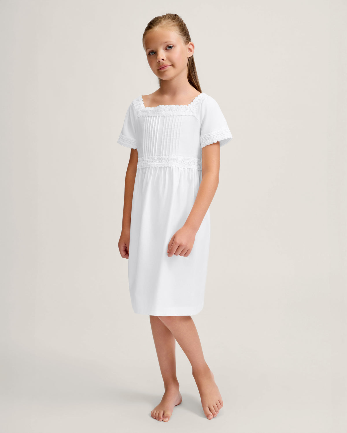 Girl's Twill Juliette Nightgown in White