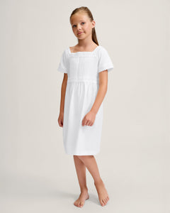 Girl's Twill Juliette Nightgown in White