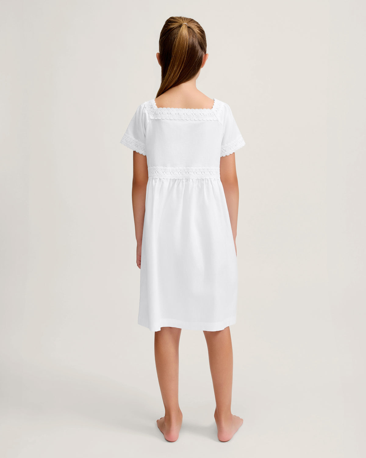 Girl's Twill Juliette Nightgown in White