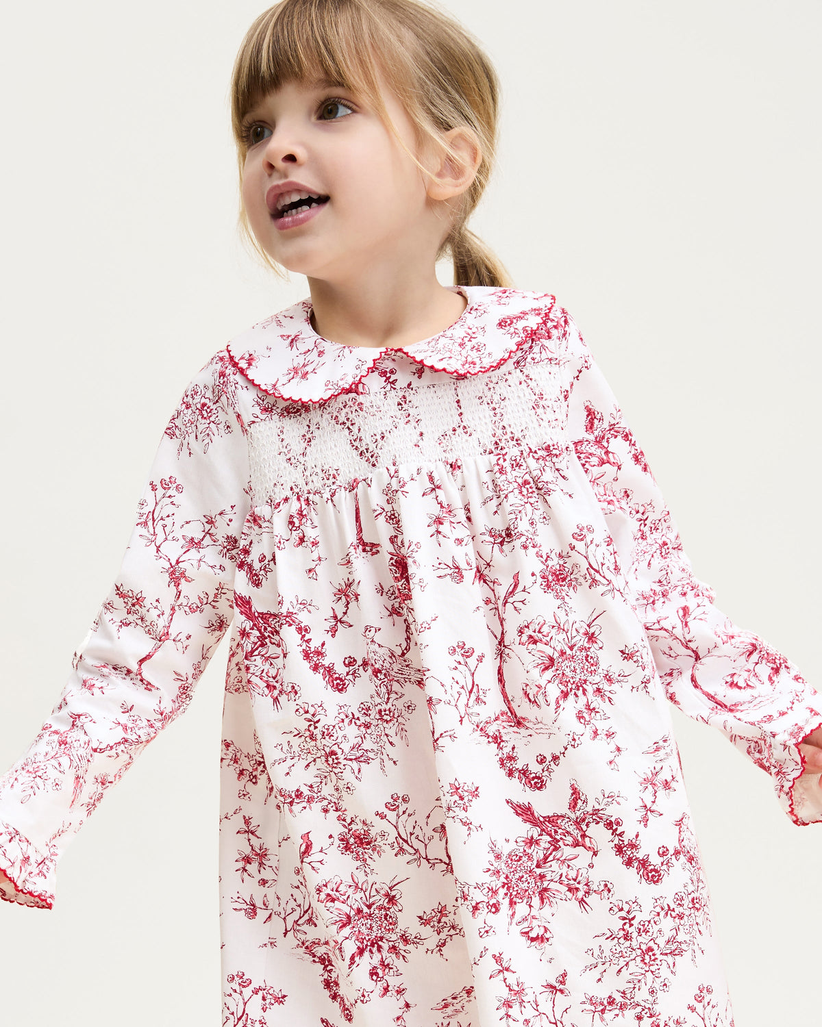 Girl’s Twill Eloise Nightgown in Red Timeless Toile