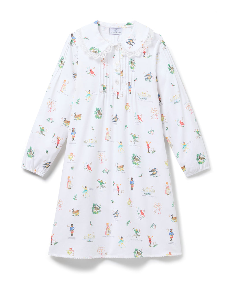 Girl's Twill Lola Nightgown in 12 Days of Christmas