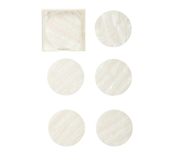Mirage Drink Coasters in Iridescent, Set of 6 in a Caddy