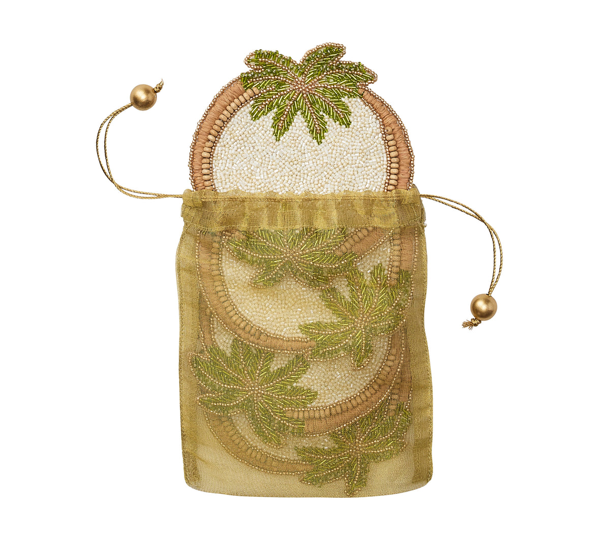 Oasis Coasters in Ivory, Green & Gold, Set of 4 in a Gift Bag