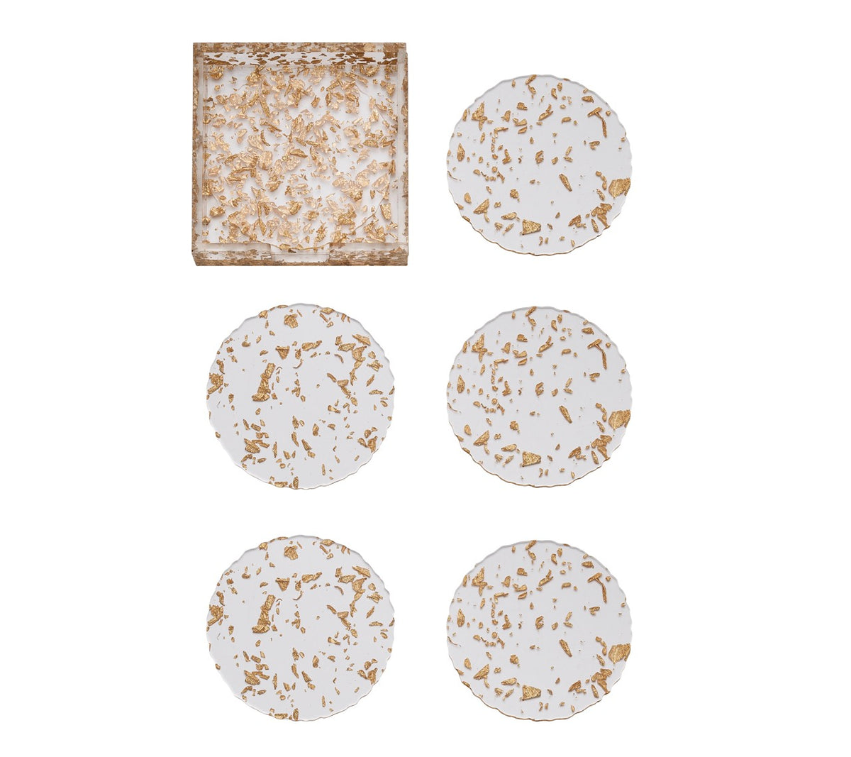 Stardust Drink Coasters in Clear & Gold, Set of 6