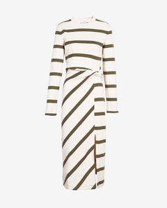 Cody Dress in Cream & Fern Wide Stripe