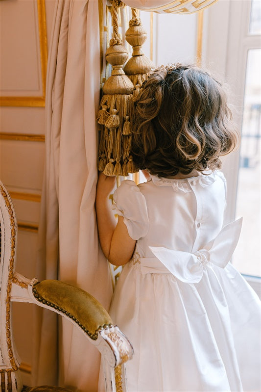 Colombe Gold Silk Ceremony Girl Dress