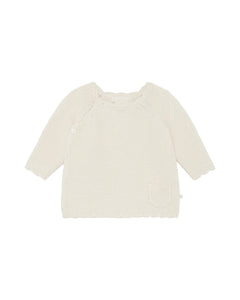 Coraline Wrap Baby Cardigan in Milky White