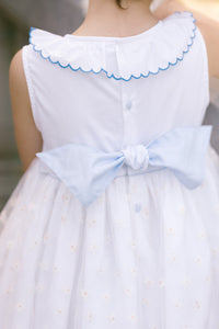 Cordelia White Blue Sleeveless Empire Dress