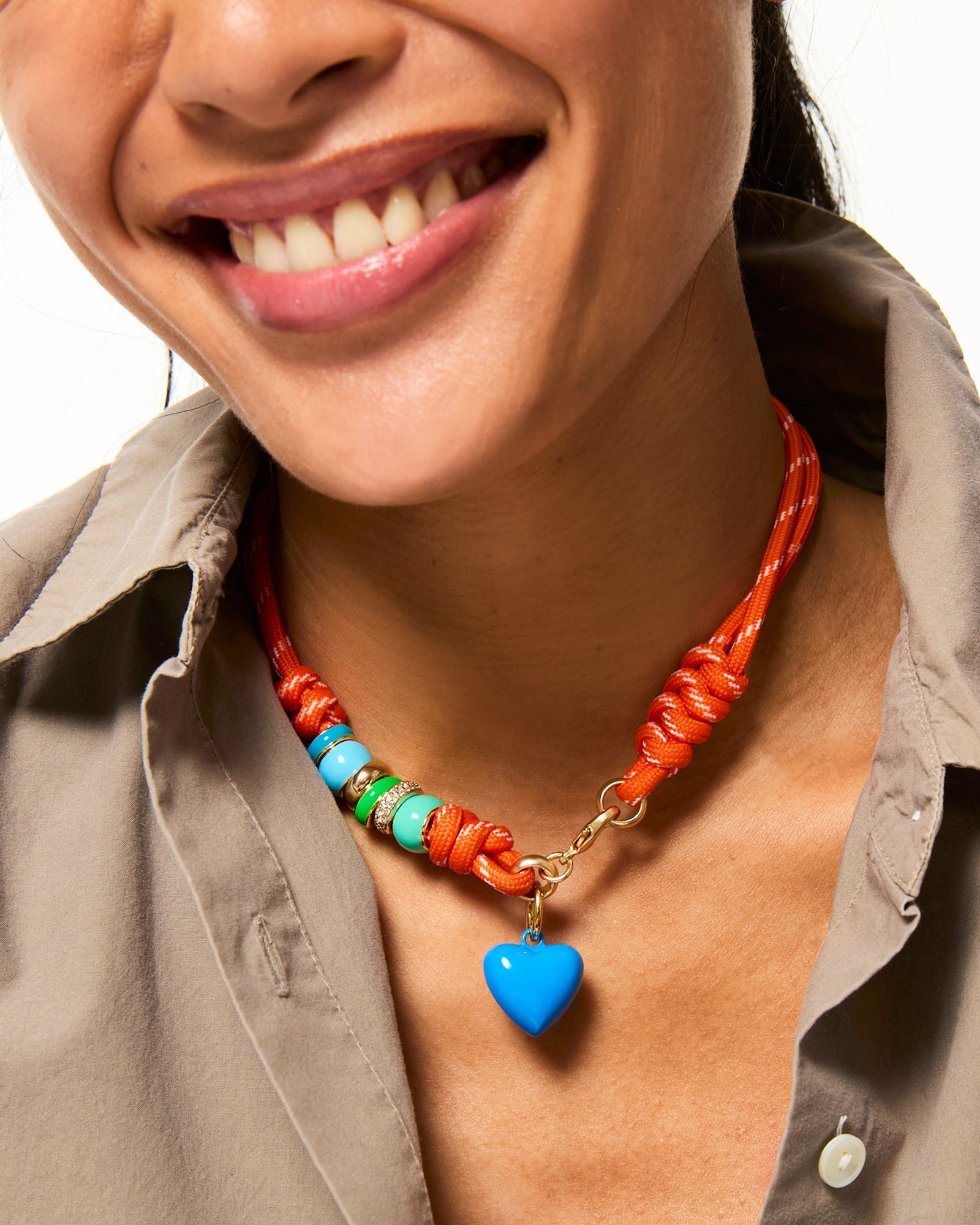 The Super Size Happy Cord Necklace in Orange | Over The Moon