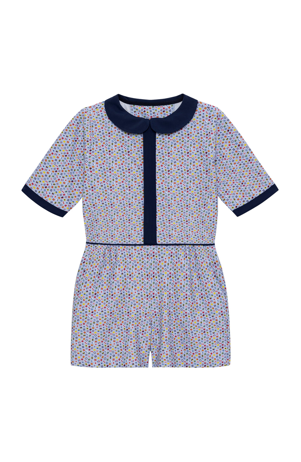 Little Skipper Romper in Floral Seersucker