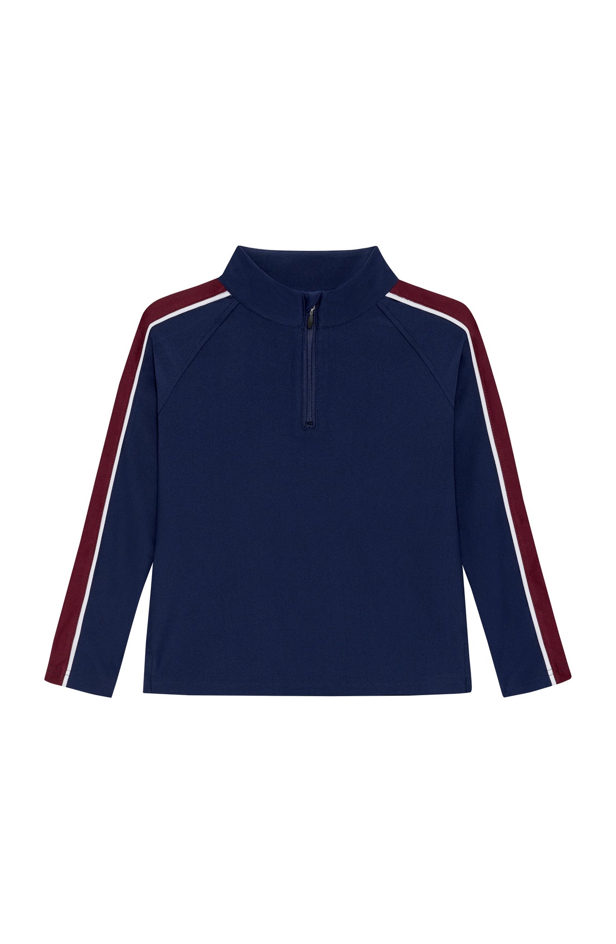 Sideline Half-Zip in Navy with Maroon Stripe