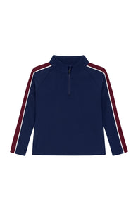 Sideline Half-Zip in Navy with Maroon Stripe