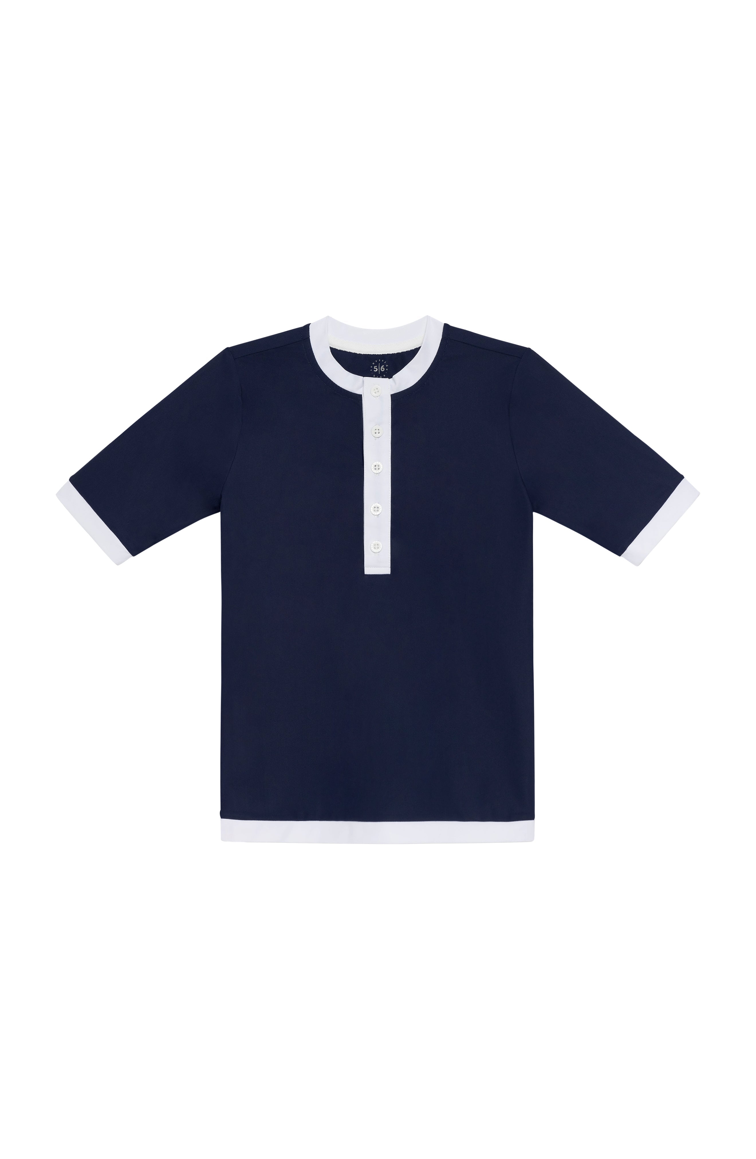 Henley Shirt in Navy & White