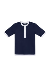 Henley Shirt in Navy & White