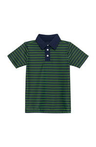 GB Stripe Polo Shirt in Navy & Dark Green