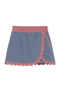 Scalloped Skort in Slate & Dusty Pink