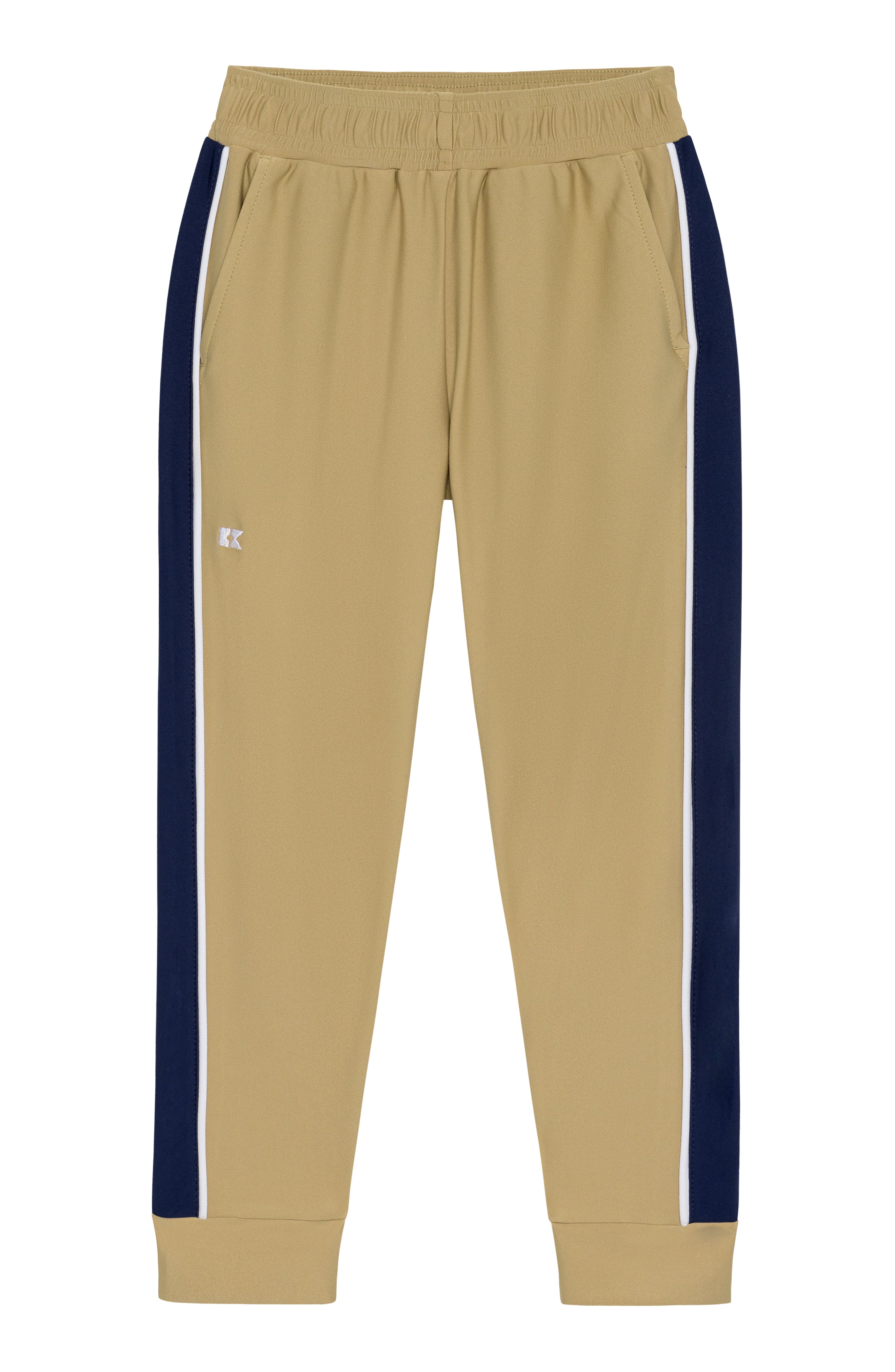 Sideline Warm-Up Joggers in Khaki with Navy Stripe