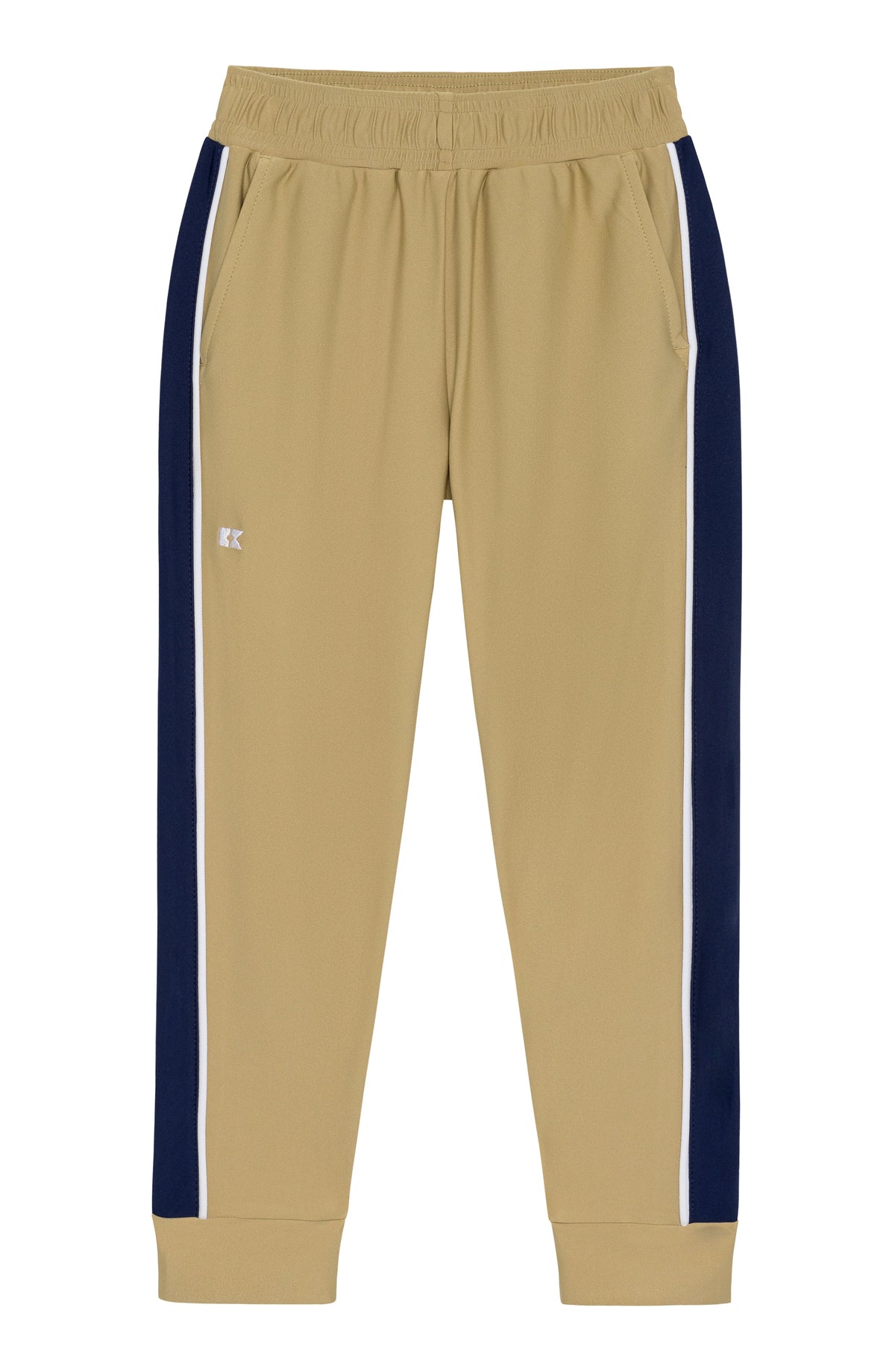 Sideline Warm-Up Joggers in Khaki with Navy Stripe