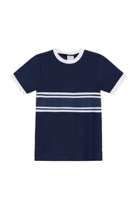 First Mate Tee in Navy & White Stripe