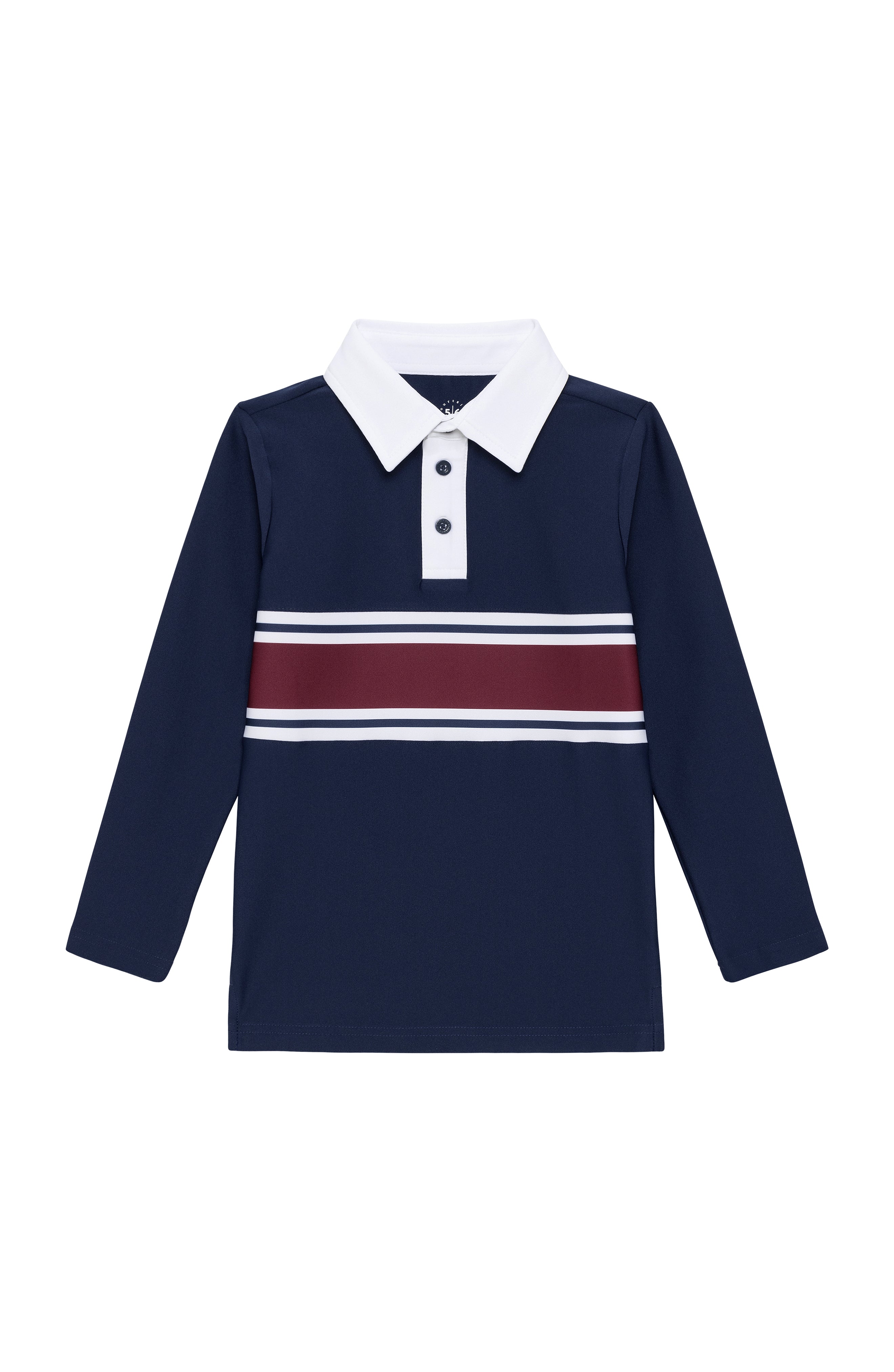 Long Sleeve Rugby Polo Shirt in Letterman Stripe