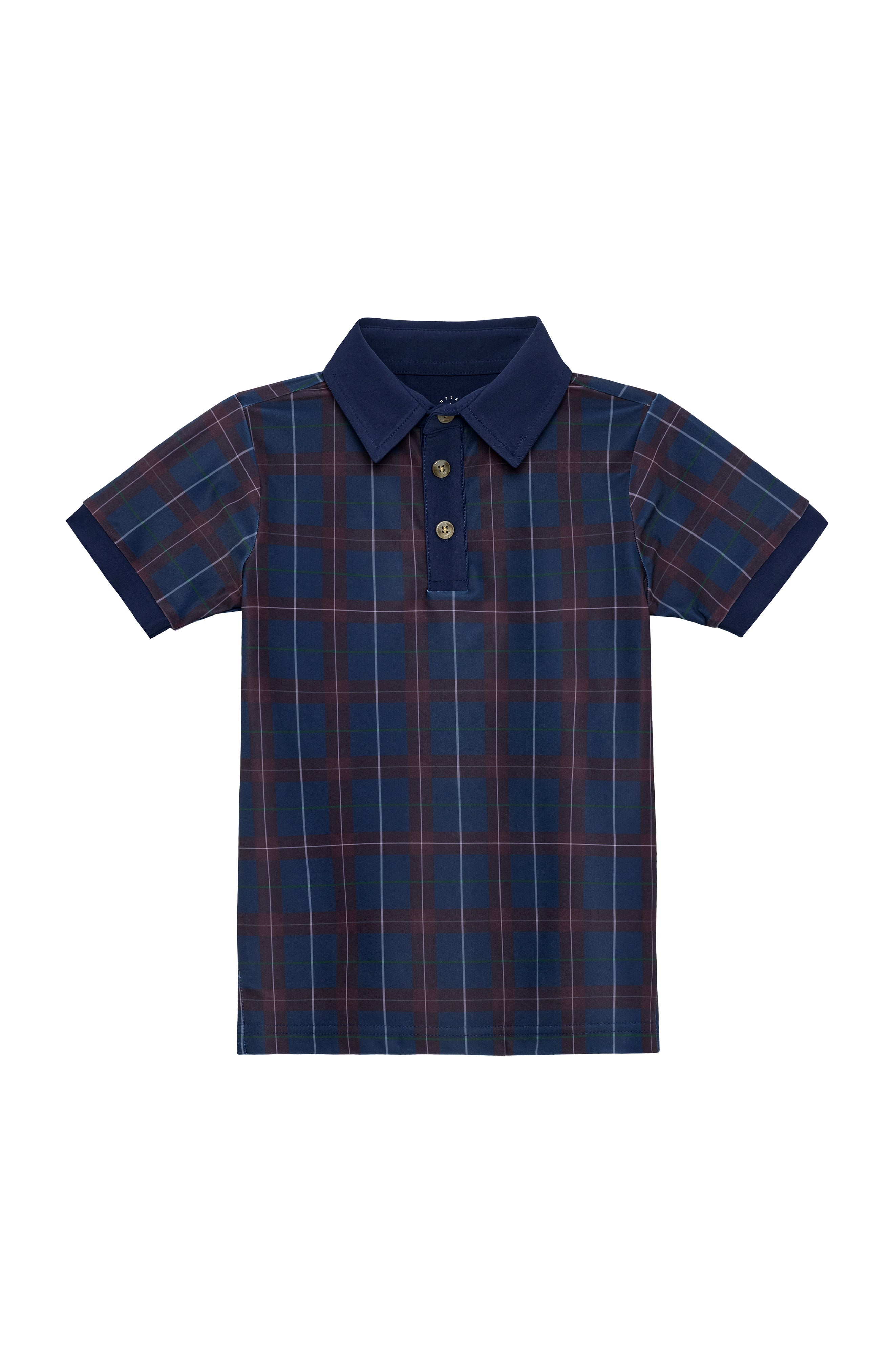 Plaid Polo Shirt in Navy & Maroon
