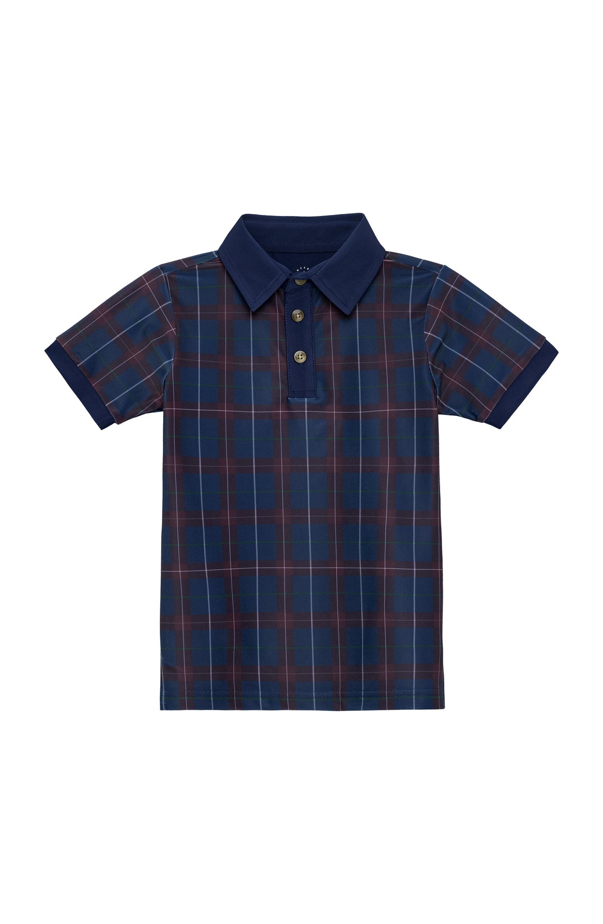 Plaid Polo Shirt in Navy & Maroon