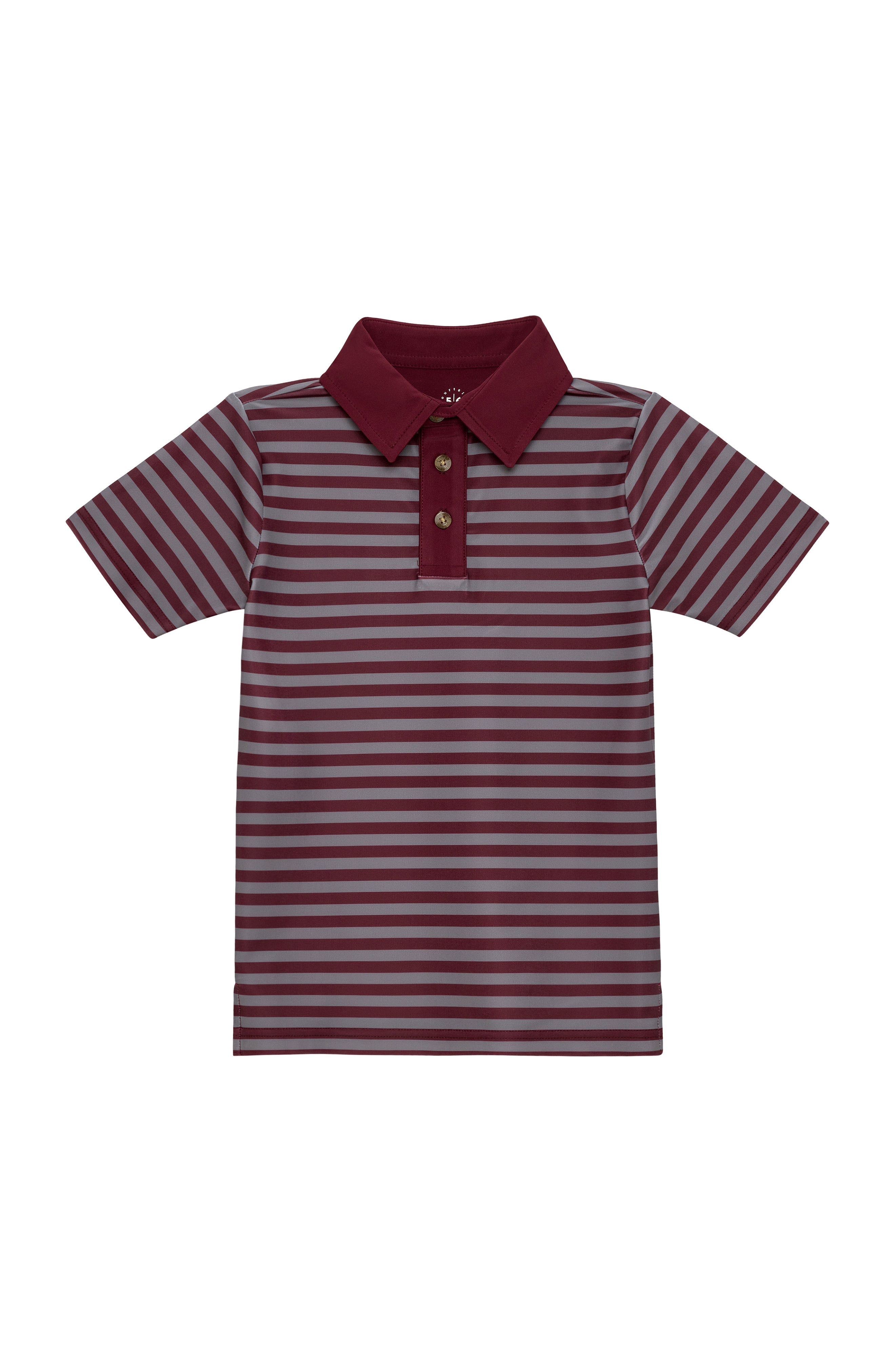 QB Stripe Polo Shirt in Maroon & Gray