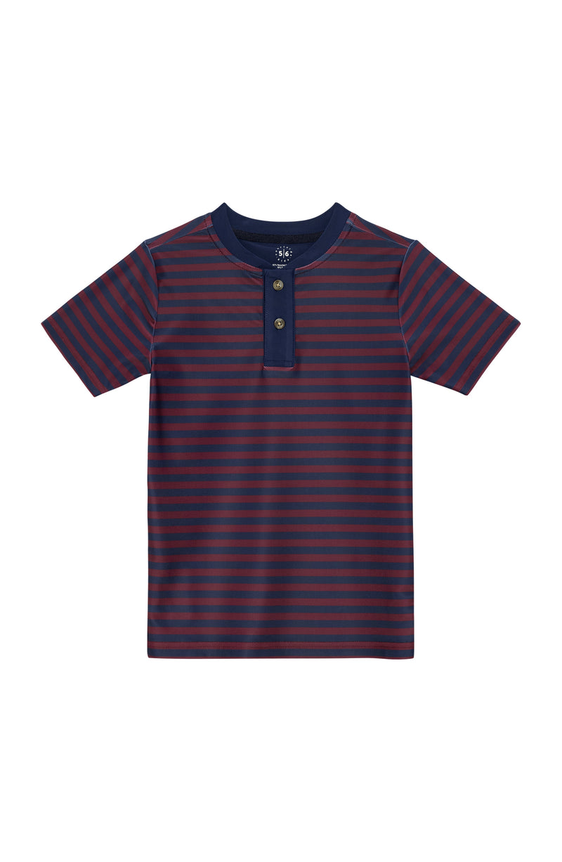 QB Stripe Blade Shirt in Navy & Maroon
