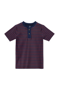 QB Stripe Blade Shirt in Navy & Maroon