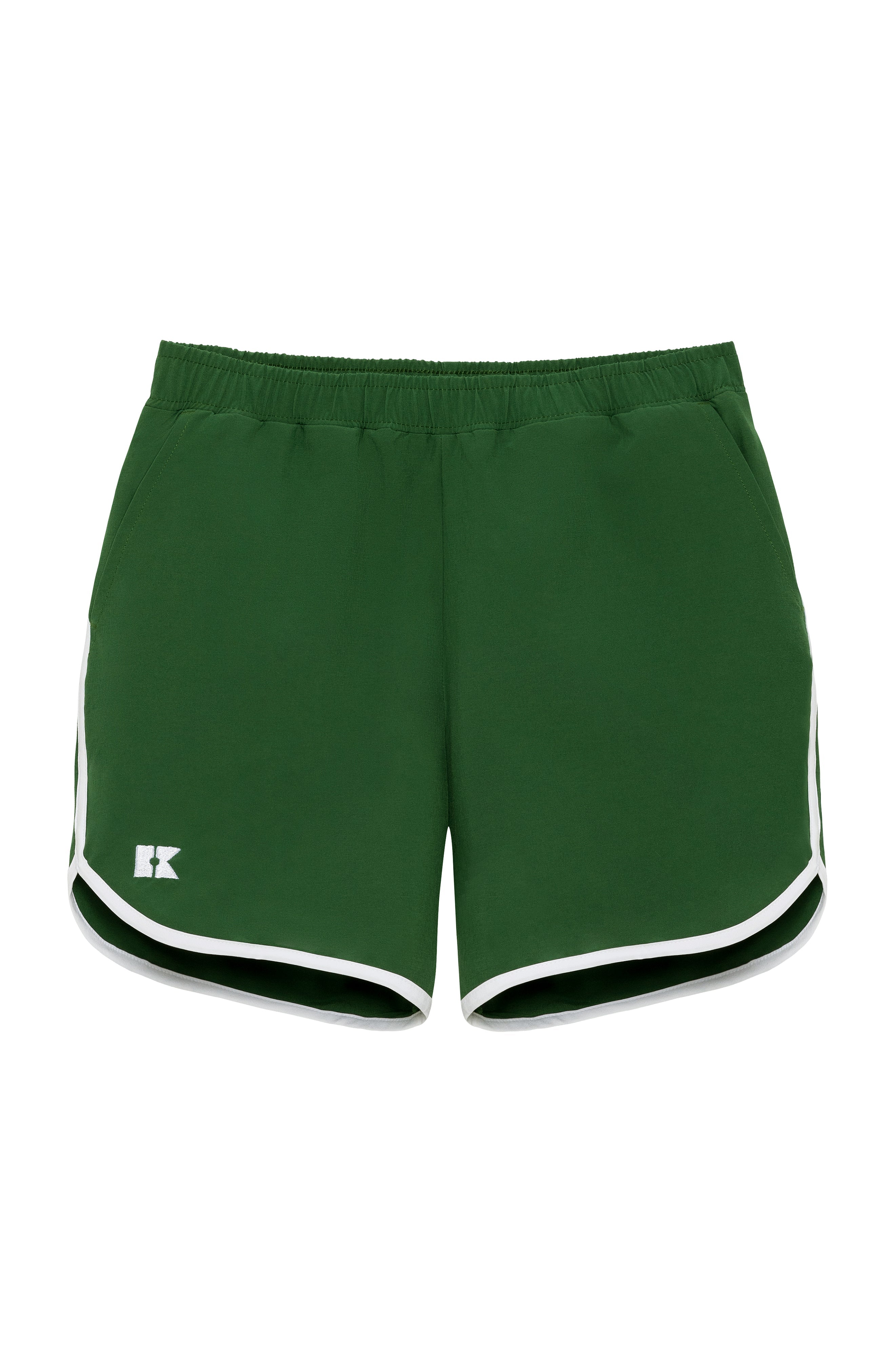 Retro Super Short in Dark Green with White Piping